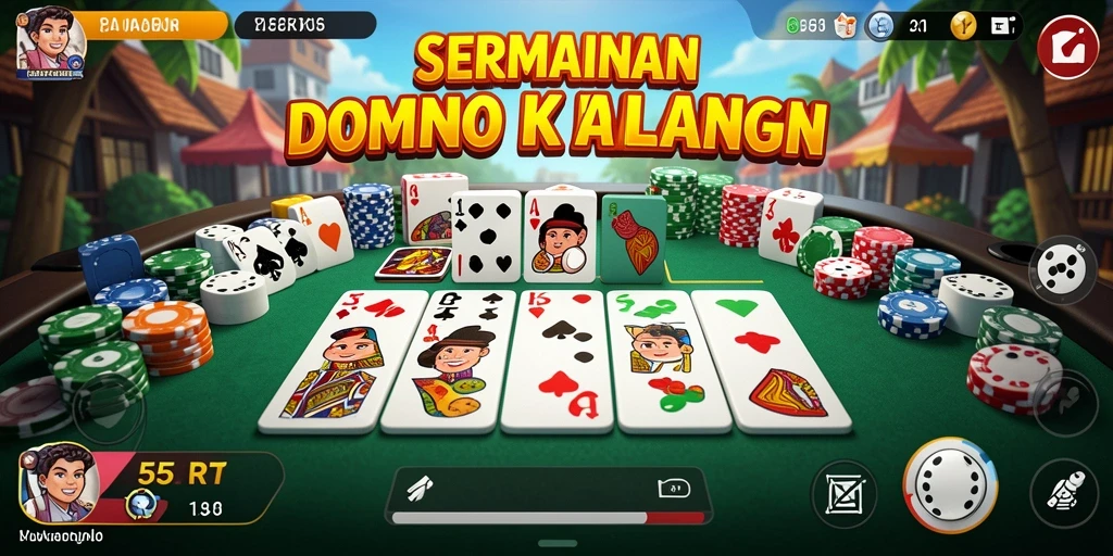 Tampilan screenshot gameplay Domino dari 55RT yang mencengangkan.