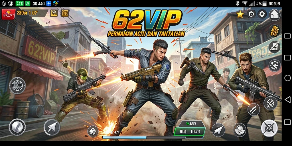 Tampilan gameplay <strong>62VIP</strong> yang penuh aksi dengan karakter berani.