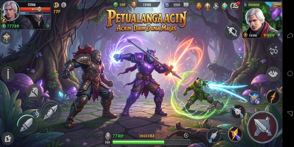 Tangkapan layar utama 77RP menampilkan aksi seru dalam gameplay ARPG.