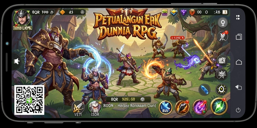 Tampilan gameplay RPG yang mendebarkan dalam 8QR.