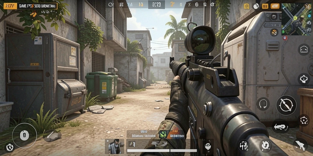 Screenshot menampilkan aksi seru gameplay BATA123 di medan perang.