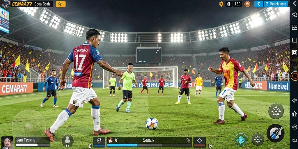 Tampilan aksi permainan sepak bola dalam CEMARA77 yang mengesankan.