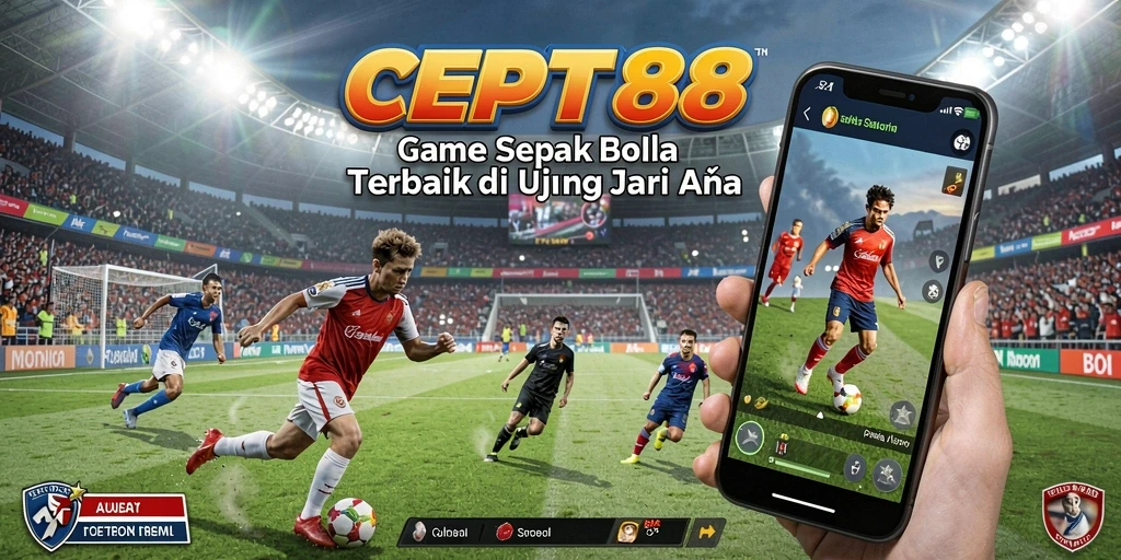Tampilan gameplay menarik dengan aksi sepak bola yang intens.