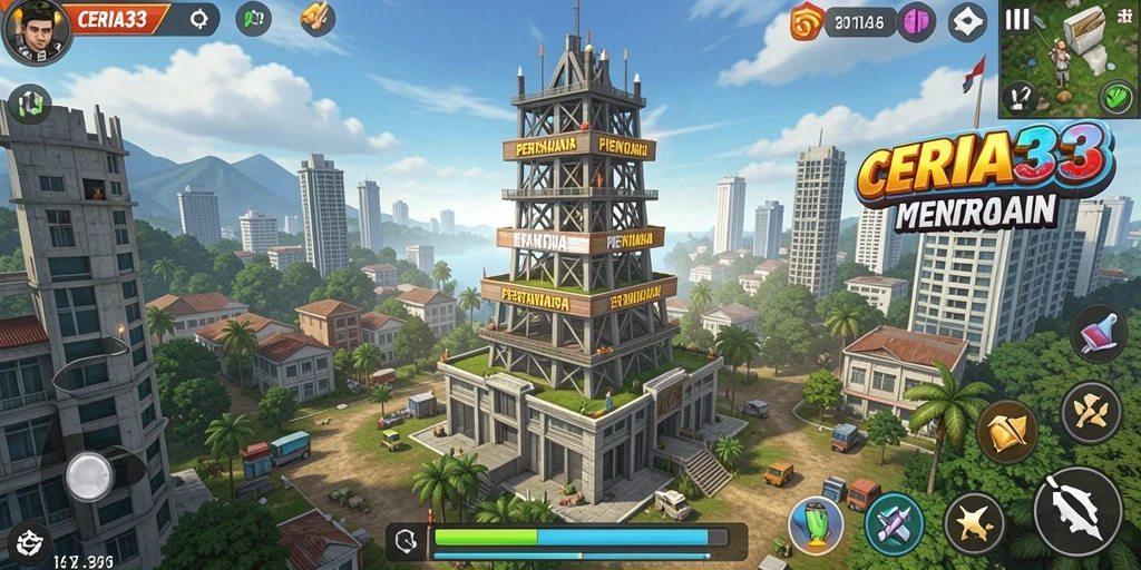 Tampilan gameplay seru saat bertahan dari serangan musuh di CERIA33.