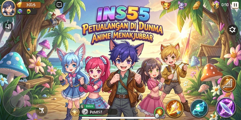 Tampilan gameplay menarik dari INS55 dengan karakter anime yang unik.