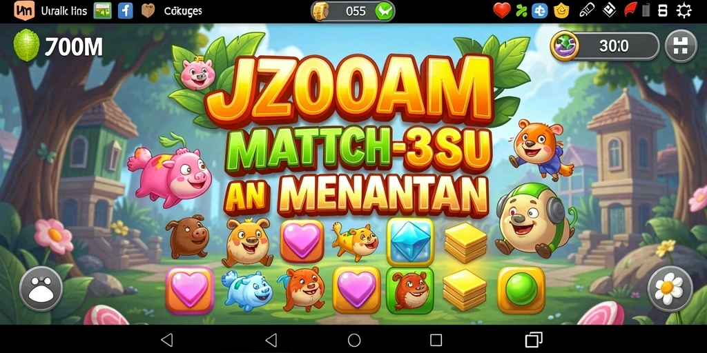 Tampilan gameplay seru J200M dalam Match-3.