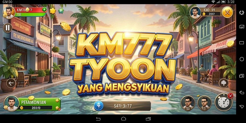 Tangkapan layar utama KM777 dengan gameplay Tycoon yang menarik.