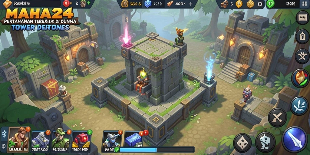 Tampilan gameplay menarik dari MAHA24 yang menantang di genre Tower Defense.