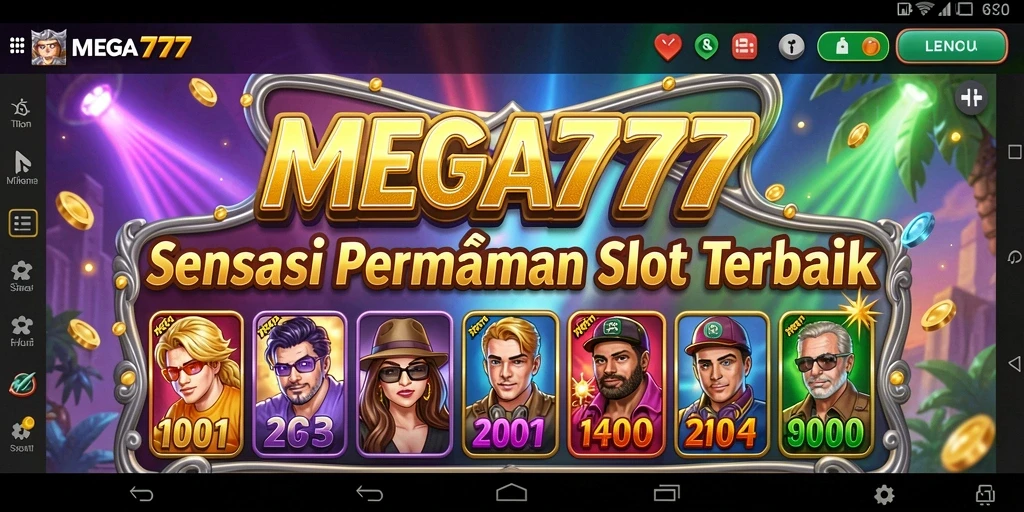 Tangkapan layar utama MEGA777 menampilkan gameplay Slot yang seru.