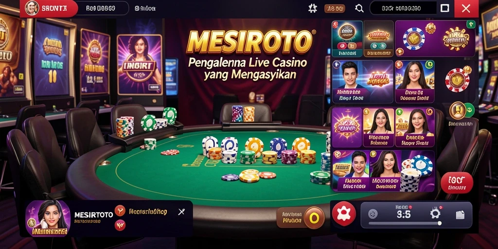 Tampilan gameplay langsung di MESIRTOTO dengan dealer profesional dan suasana kasino nyata.