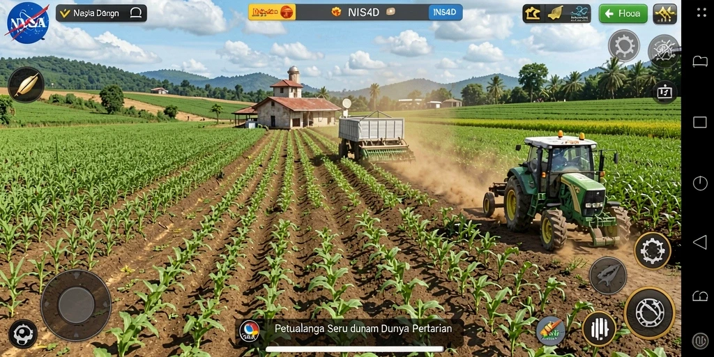 Tampilan permainan <strong>NASA4D</strong> dengan ladang subur dan tanaman yang siap dipanen.