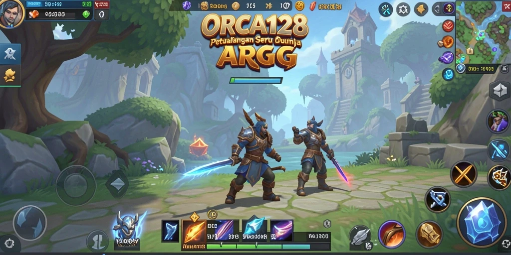 Screenshot gameplay ORCA128 menunjukkan aksi dan pertempuran yang mendebarkan.
