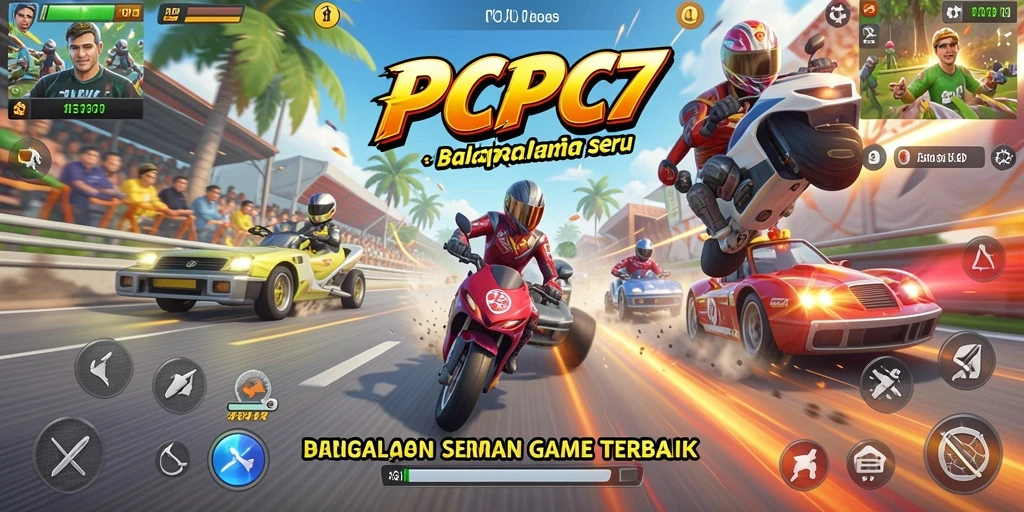 Gameplay PCPC7 yang penuh aksi dan keseruan balapan.