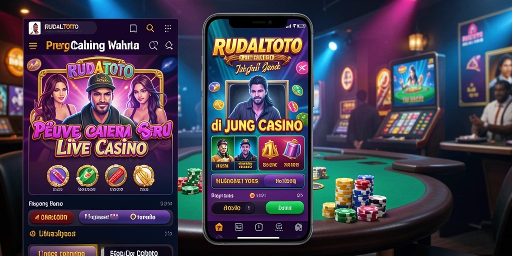 Screenshot utama RUDALTOTO menampilkan dealer profesional dalam permainan Live Casino.