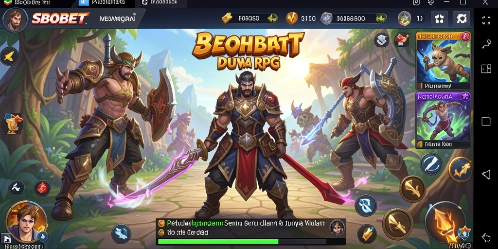 Tampilan gameplay SBOBET yang menampilkan pertarungan intens dan dunia yang menakjubkan.