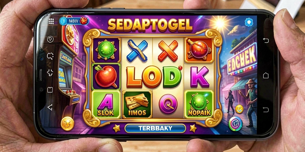 Screenshot utama SEDAPTOGEL menampilkan gameplay slot yang seru dan penuh warna.