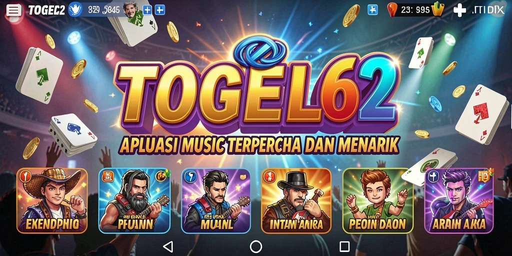 Tampilan antarmuka TOGEL62 dengan berbagai pilihan lagu.