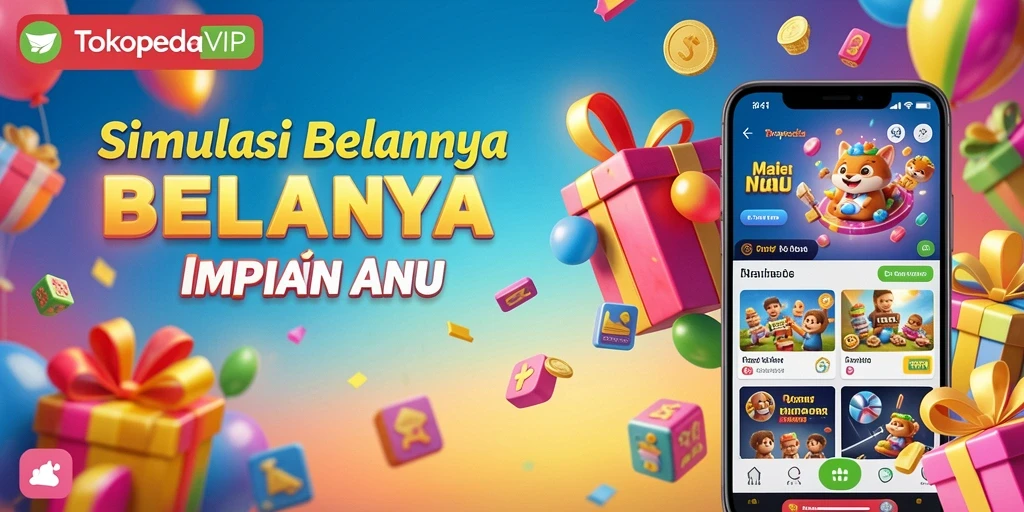 Tampilan screenshot TOKOPEDIAVIP dengan gameplay simulasi belanja yang menarik.