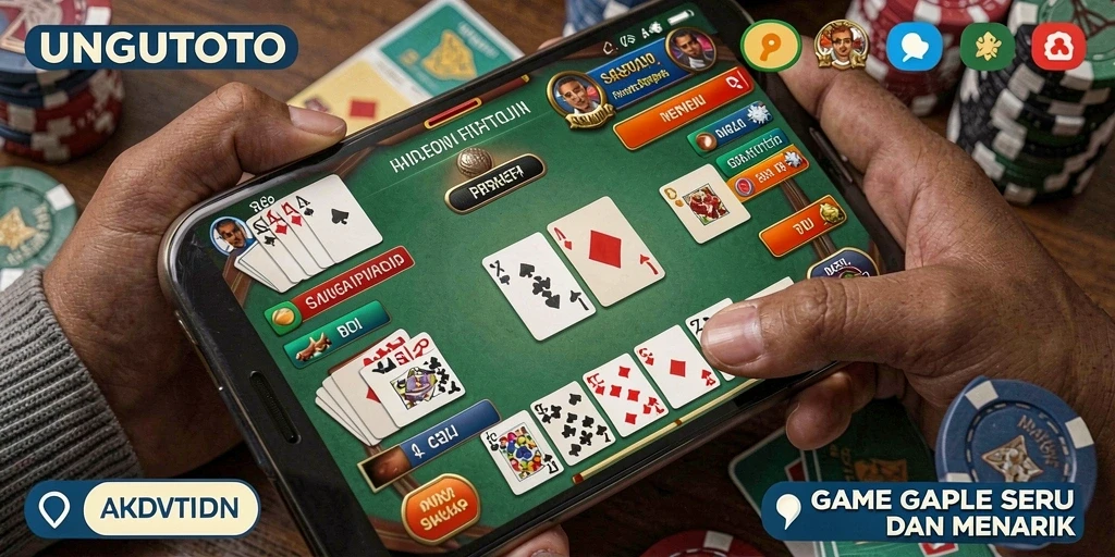Screenshot gameplay UNGUTOTO menunjukkan serunya bermain Gaple.