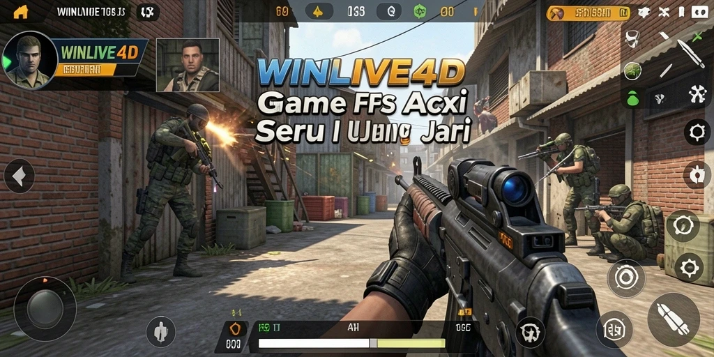 Tampilan gameplay seru dari WINLIVE4D dengan aksi FPS intens.