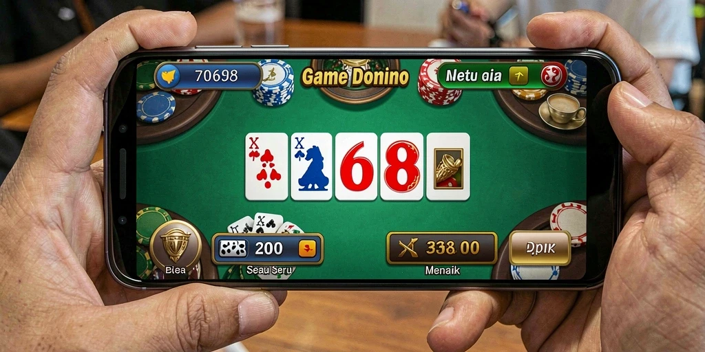 Screenshot X168 menampilkan gameplay Domino yang seru dan interaktif.